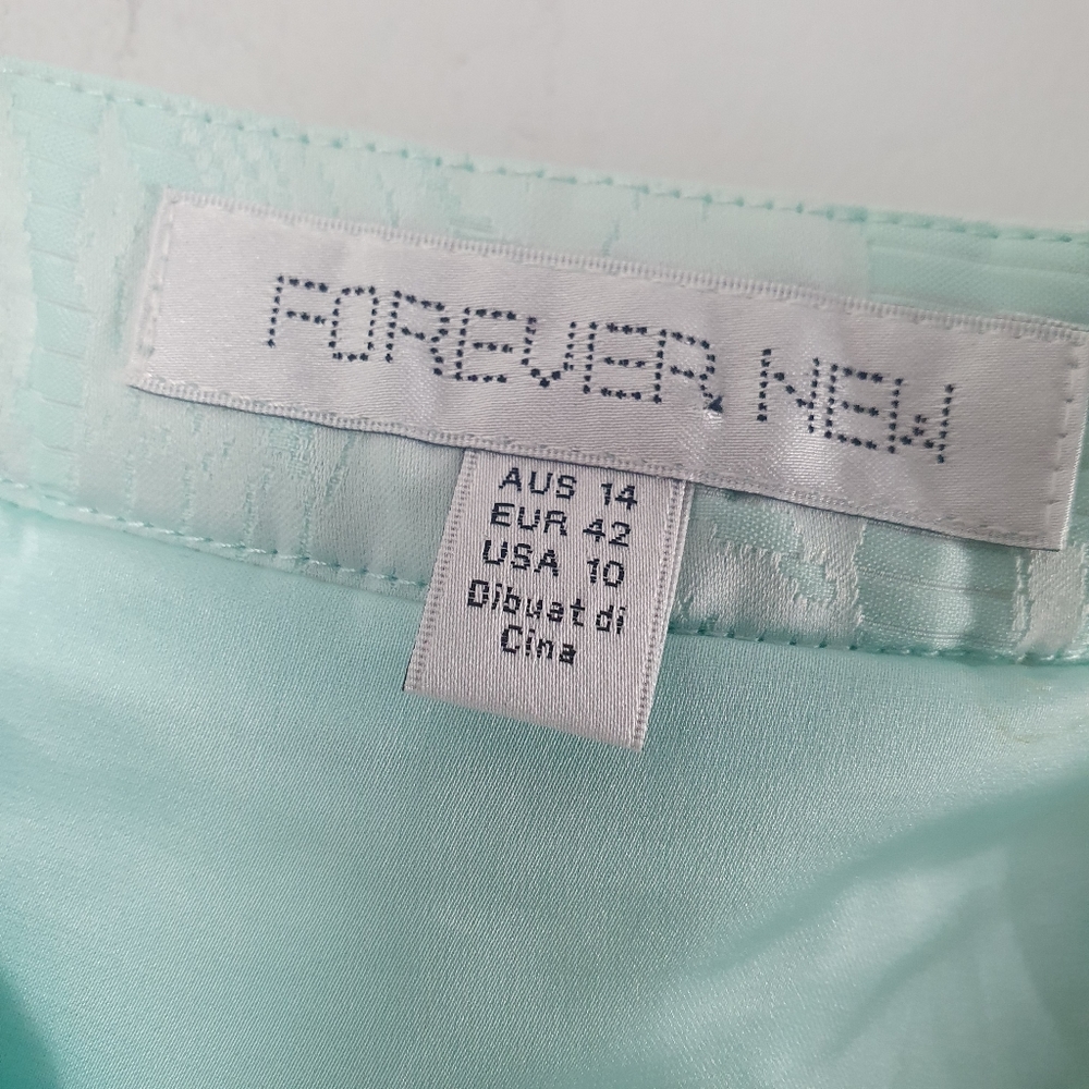 Forever New Size 14 Light Pastel Green Floral Embroidered A-line Pleated Skirt - Picture 10 of 13